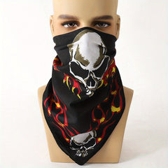 Polyester Skull Pattern Small Square Scarf Men