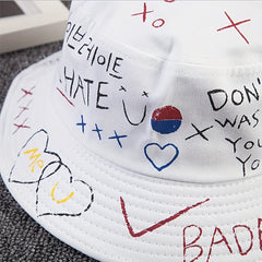 Hip Hop Graffiti Bucket Hat UV Protection Couple Sun Hat