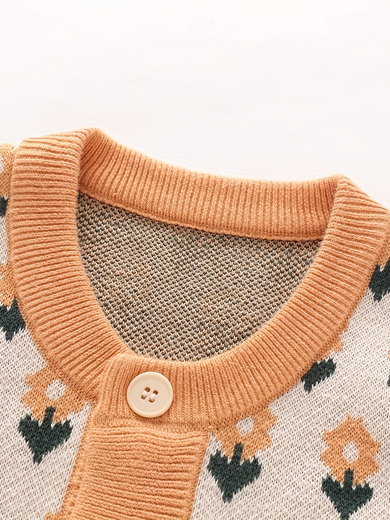 Infant Floral Print Vest Baby V Neck Button Down Knitted Sweater