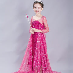Princess Dress & Accessories Set with Sequin Decor Mesh Cloak