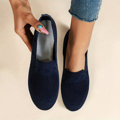 Women's Lightweight Knitted Flat Shoes Soft Sole Casual Slip-On Flats