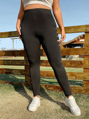Casual Leggings Solid Cut Out Side High Stretch Skinny Leggings