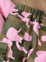 Toddler Girl Blessed Sweatshirt Top Camo Cargo Pants 2pcs Set