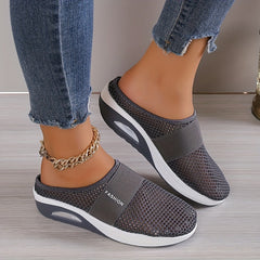 Women's Mesh Breathable Half Slippers Soft Air Cushion Shoes