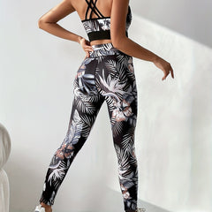 Women's Tropical Print Yoga Tracksuit Set