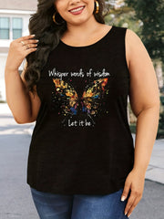 Butterfly Print Round Neck Tank Top
