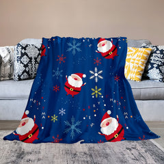 Christmas Santa Snowflake Blanket Soft Lightweight Throw Sofa Bed Couch