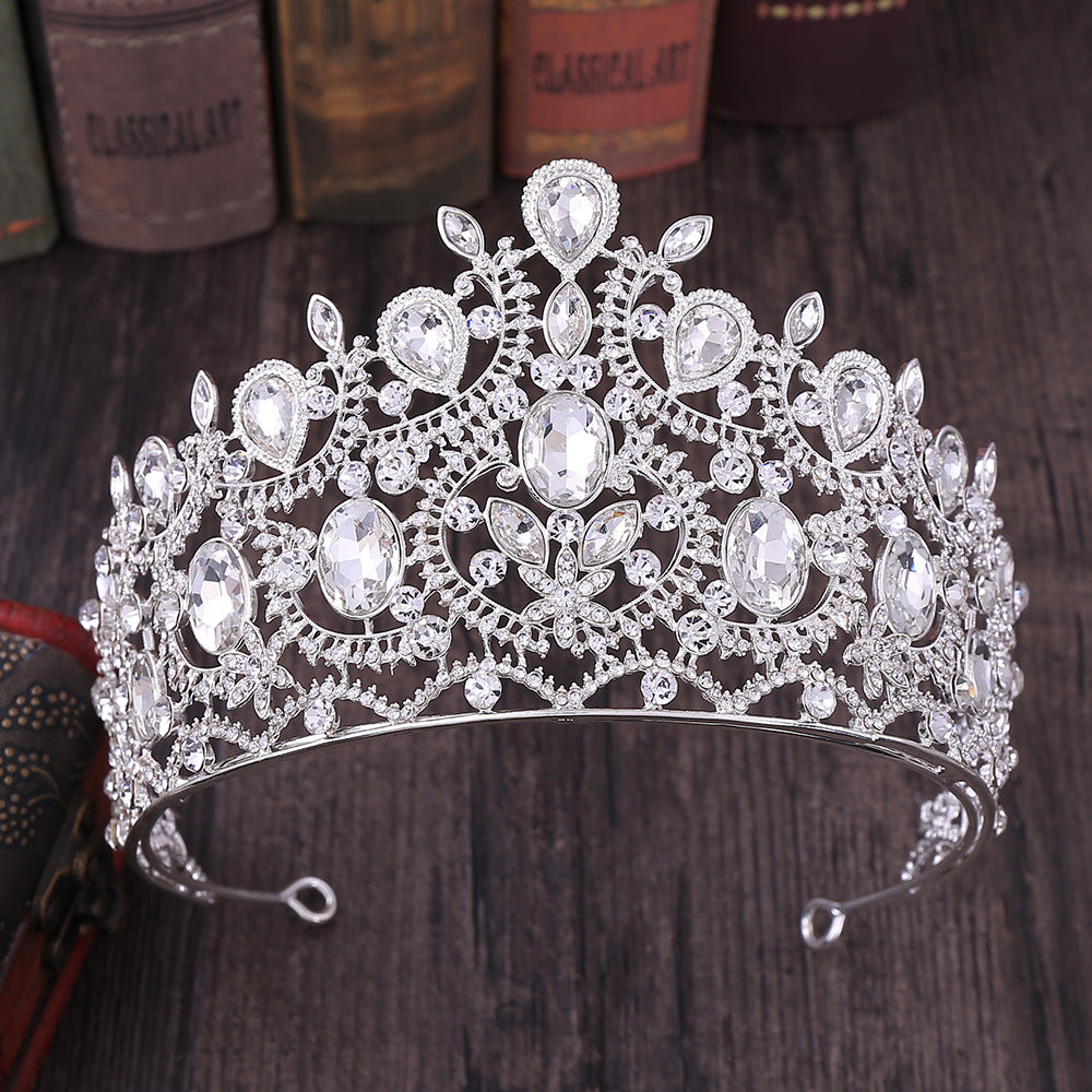 Baroque Large Tiara Leaf Decor Crown Hair Accessories