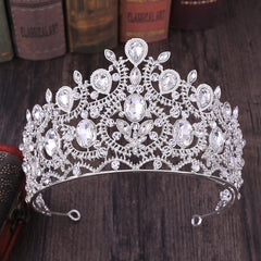 Baroque Large Tiara Leaf Decor Crown Hair Accessories