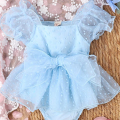 Polka Dot Mesh Puffy Skirt Romper Fairy Dress For Child