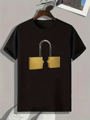 Lock Pattern Print Men's Sports T-shirt
