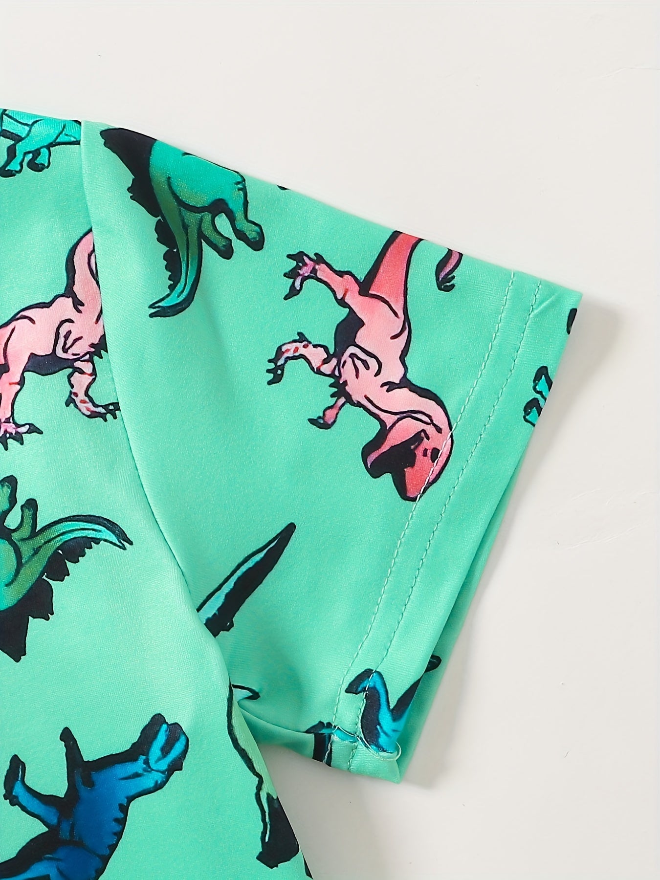 Boys Cartoon Dinos Print Tee & Shorts Set, Summer Kids Outfit