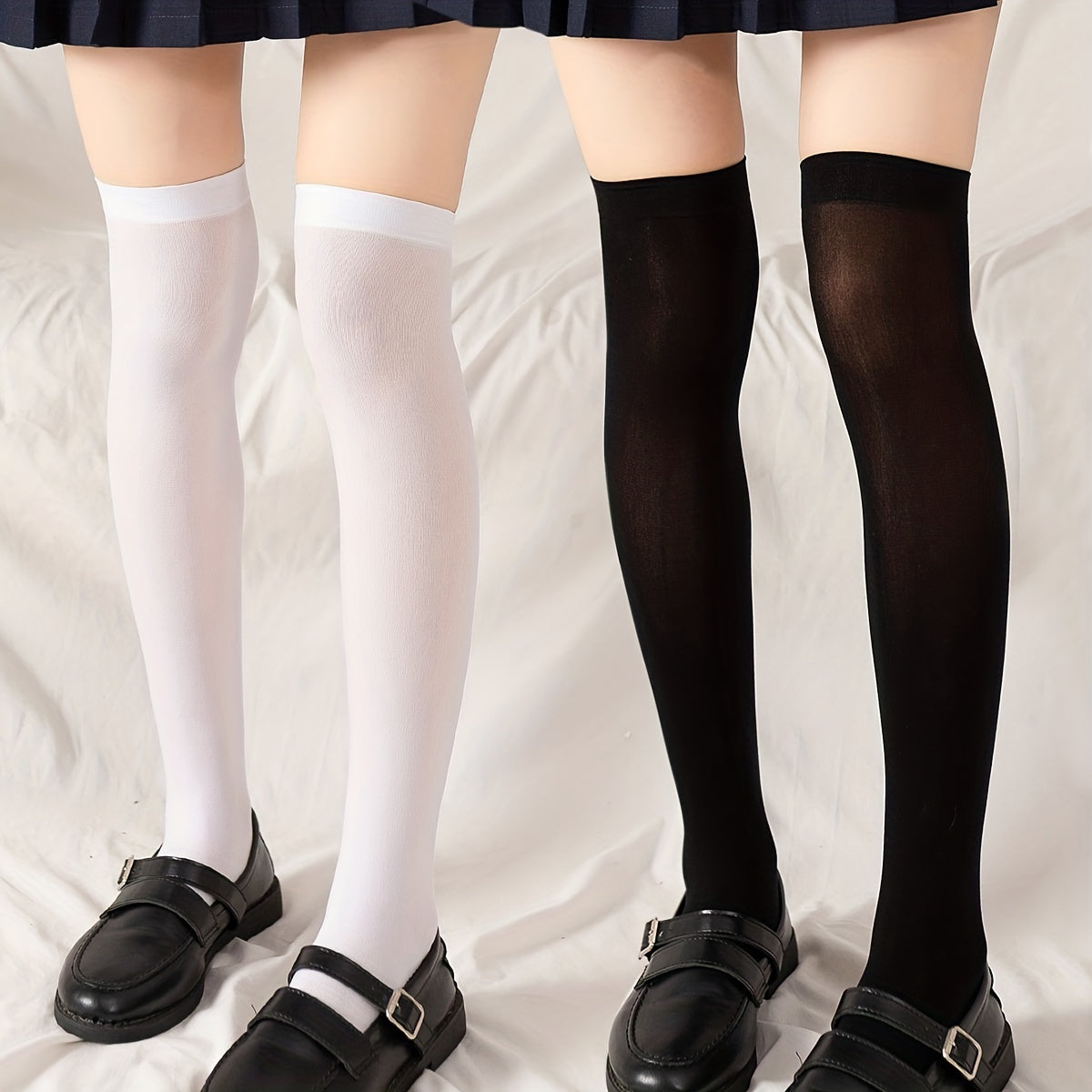 2 Pairs Casual Thin Knee High Stockings Socks for Summer & Spring