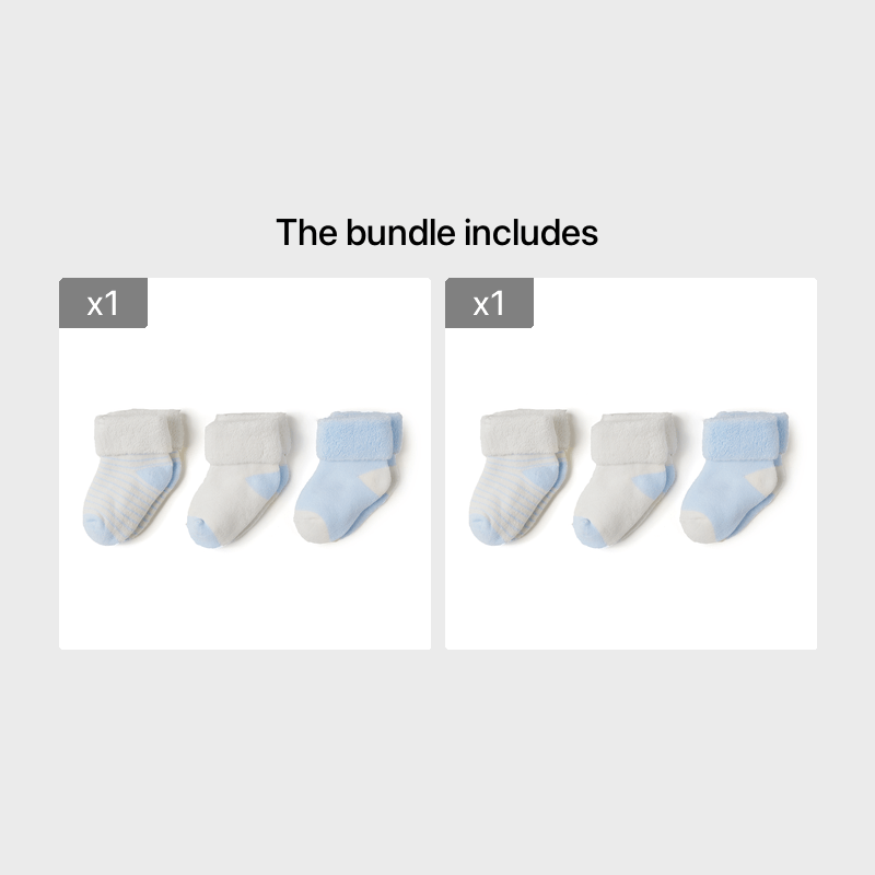 3 Pairs Newborn Baby Striped Plush Crew Socks for Boys/Girls