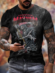 Skeleton Pattern Print Men's Short Sleeve T shirt Graphic Tee