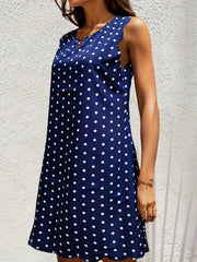 Polka Dot Scallop Trim Sleeveless Dress