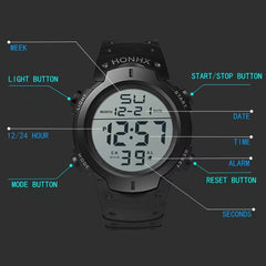 Teen Sports Watch w/Digital Display Alarm Stopwatch Light Mode PVC Band