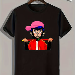 Trendy Monkey Print Men's Graphic T-shirt for Summer