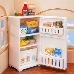 17pcs Mini Refrigerator Toys Simulated Food Dollhouse Micro Kitchen Role Play