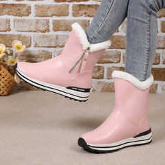 Women's Plush Lined Snow Boots Zipper Closure Non Slip Thermal Shoes