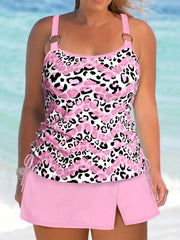Chevron & Leopard Print Tankini Set