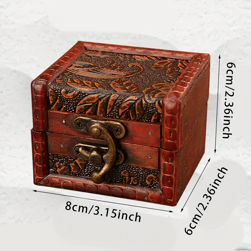 Retro Wooden Box Hand Jewelry Box Small Storage Box Treasure Box Vintage