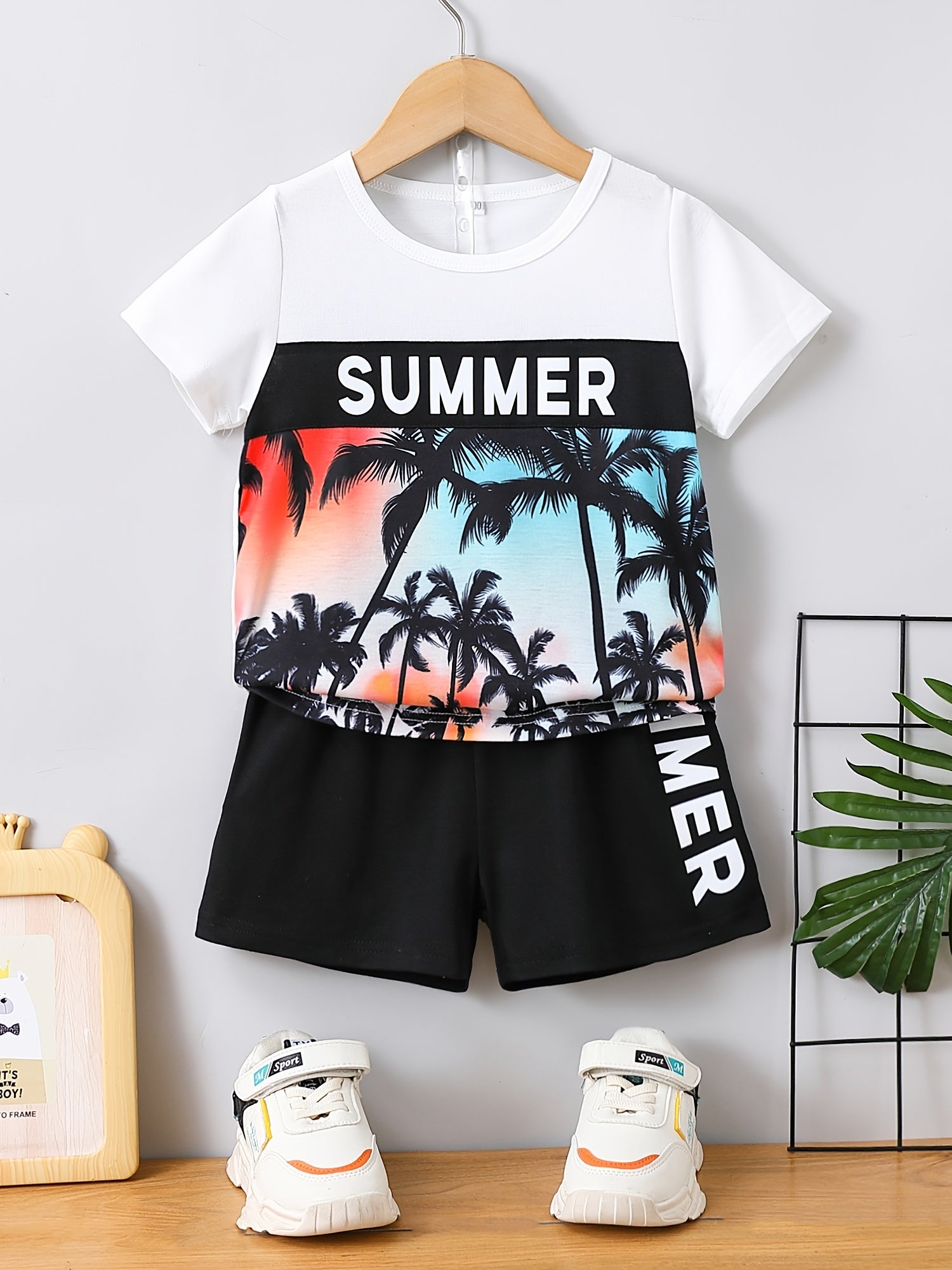 Boys Summer Outfit Shorts & T shirt Short Sleeves Crew Neck Casual Kids Clothes