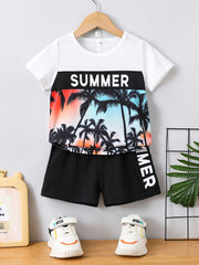 Boys Summer Outfit Shorts & T shirt Short Sleeves Crew Neck Casual Kids Clothes