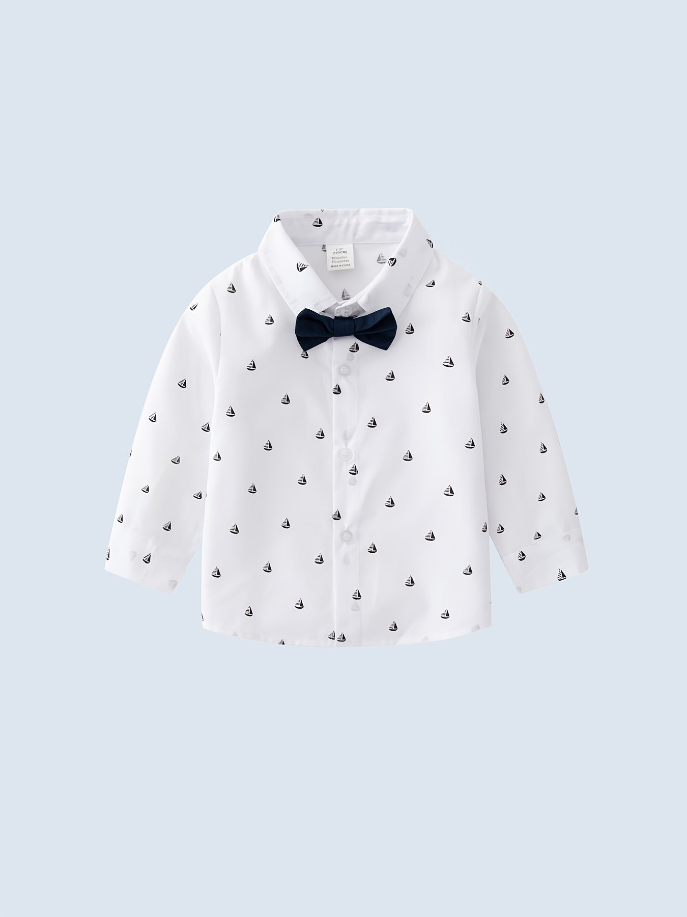 Baby Boys Gentleman Outfits Bowtie Long Sleeve Shirts Matching Suspender Pants