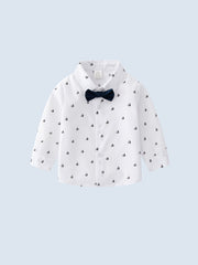 Baby Boys Gentleman Outfits Bowtie Long Sleeve Shirts Matching Suspender Pants
