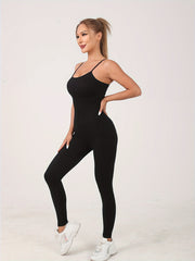 Tummy Control Yoga Jumpsuit Slim Fit Crew Neck Bodysuit