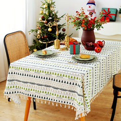Bohemian Floral Tablecloth with Tassels - Stain Resistant