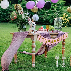 Polyester Table Runner Pleated Gauze Wedding Party Decoration