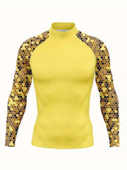 Men's Sun Protection Rash Guard Quick Dry Stand Collar Swimsuit Top