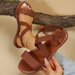 Women's Cross Strap Flat Sandals Open Toe Slip On Beach Sandals