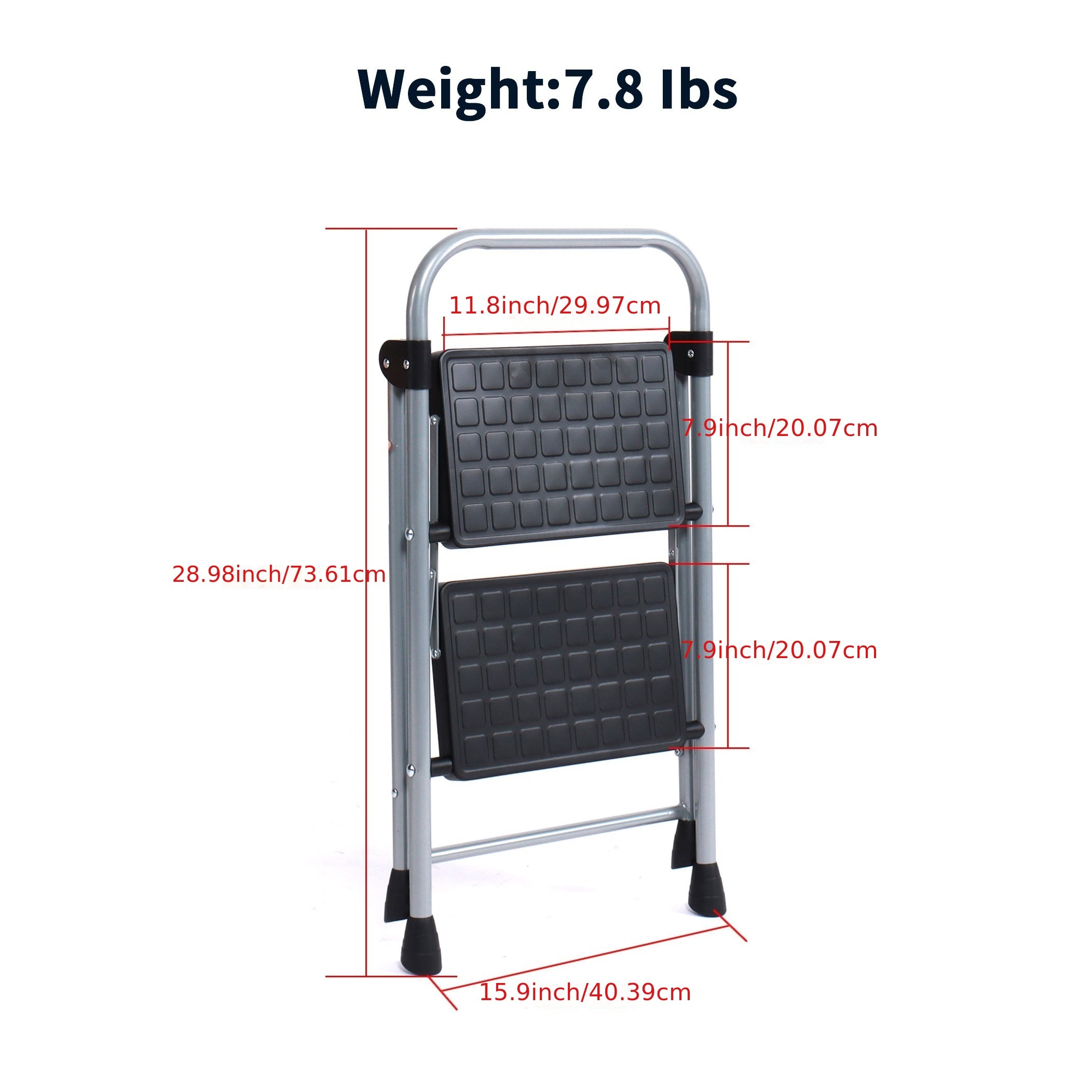2 Step Folding Step Stool Non Slip Rubber Lightweight Sturdy Durable Step Ladder
