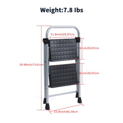 2 Step Folding Step Stool Non Slip Rubber Lightweight Sturdy Durable Step Ladder