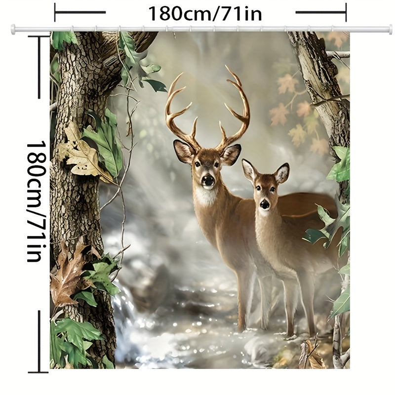 Waterproof Deer Shower Curtain Soft & Durable Bathroom Decor
