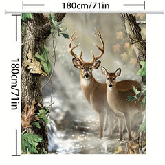 Waterproof Deer Shower Curtain Soft & Durable Bathroom Decor