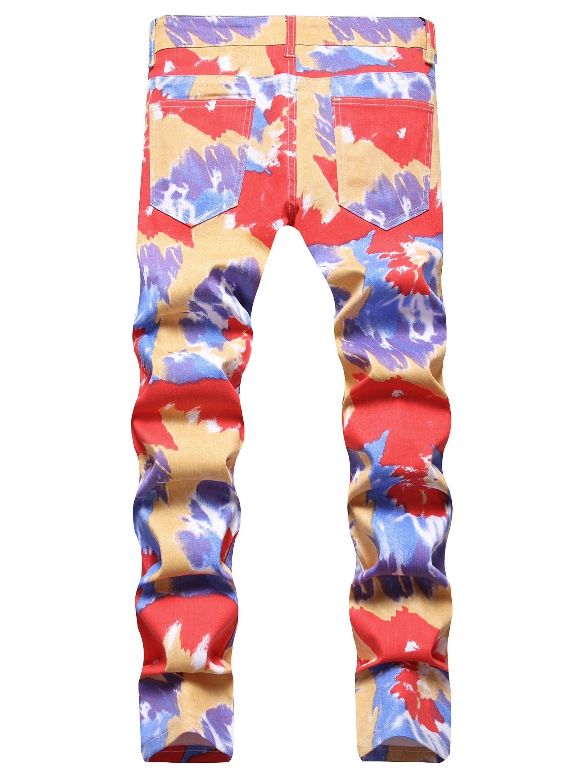 Men's Stylish Colorful Jeans Slim Fit Pants For Outdoor