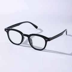 Men's Round Small Frame Flat Preppy Plastic Glasses