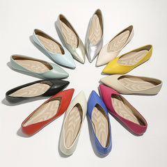 Women's Pointed Toe Flat Shoes Soft Sole Faux Leather Casual Ballet Flats