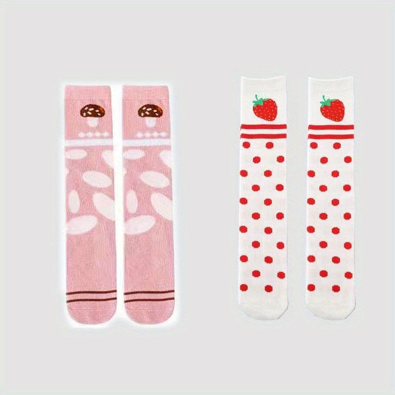 Kids Girls Strawberry Over the Knee Socks Cute Thin Anti-mosquito Stockings
