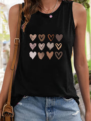 Heart Pattern Athletic Vest Casual Top Women's Activewear