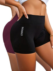 Letter Pattern Yoga Shorts High Stretch Sports Activewear