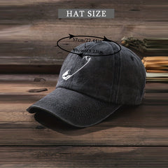 Metal Pin Decor Baseball Cap Washed Distressed Solid Cotton Sun Hats