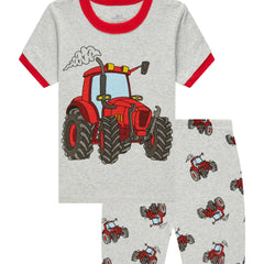 2pcs Boys Excavator Print Top & Shorts Sets Comfy Pajamas