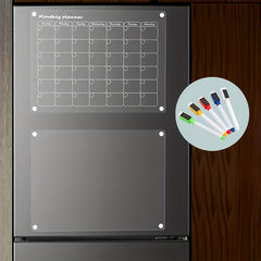 2pcs Acrylic Magnetic Dry Erase Board Calendar For Fridge 9 x13 Inches