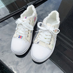 Women's Flat Canvas Shoes Casual Lace Up Low Top Sneakers