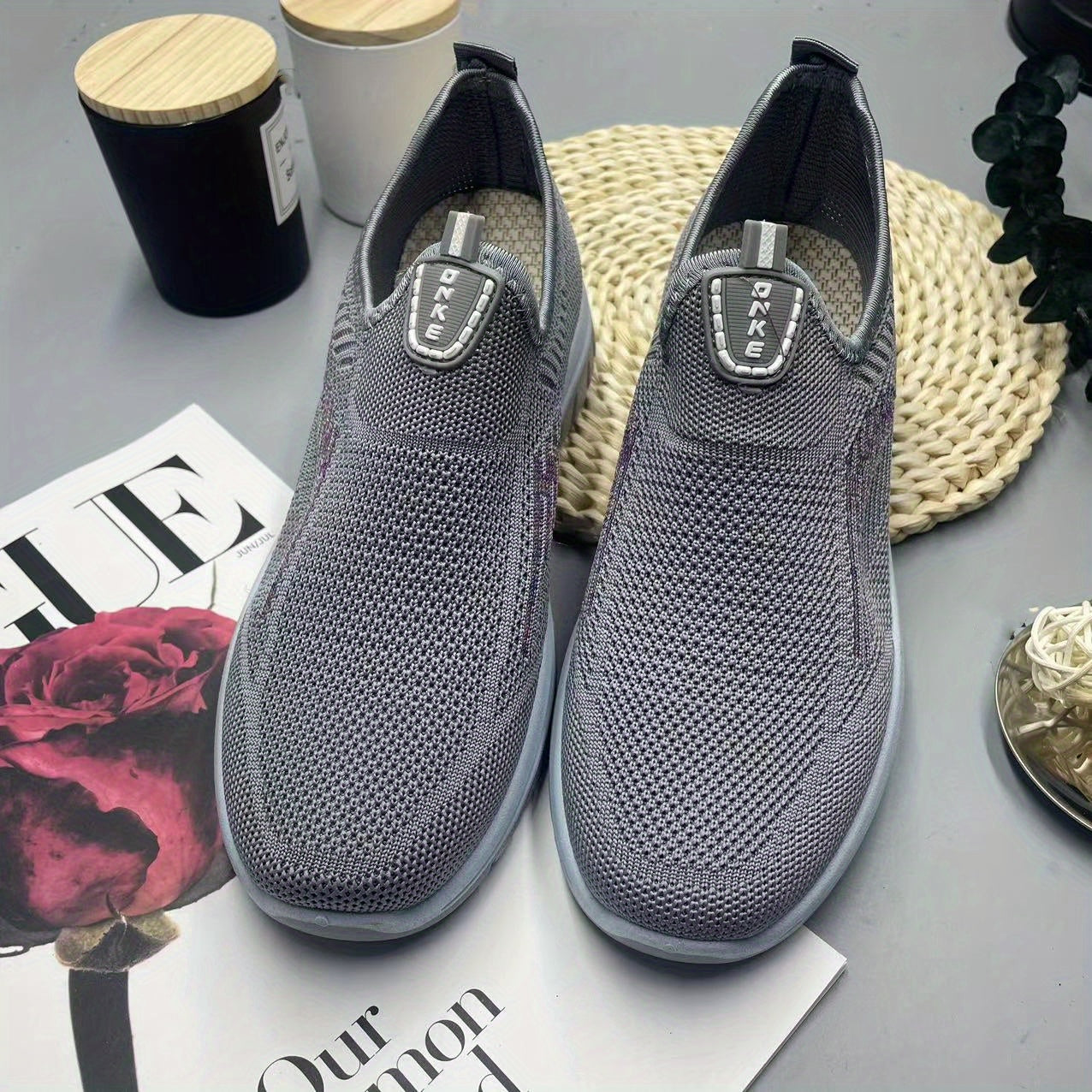 Women's Solid Mesh Slip On Sneakers Soft Sole Outdoor Shoes